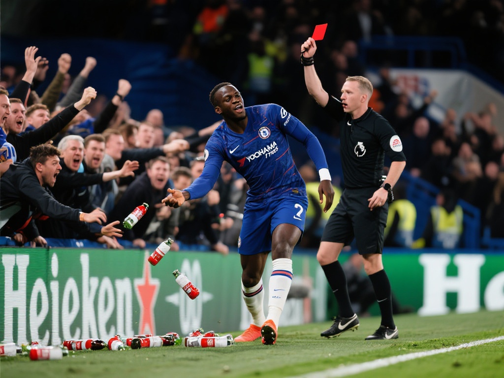 吕迪格染红冲突升级，试图攻击裁判被阻止