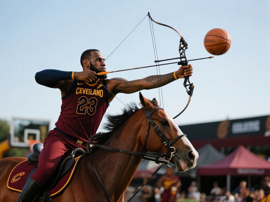 詹姆斯外线精准接球 骑马射箭三分潇洒命中